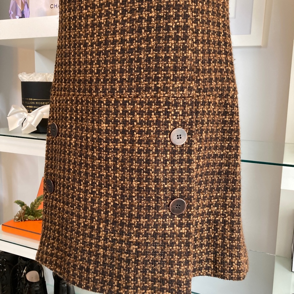 Sleeveless Brown Tweed Midi Dress - Picture 5 of 14